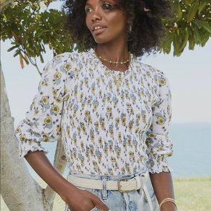 Goldie Tees Daisy Smocked 3/4 Sleeve Top